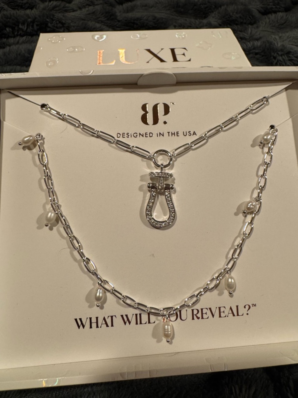 Luxe Layers Silver Pearl Charm Layered Necklace